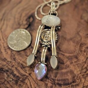 Vintage Sterling Moonstone Moon Pendant